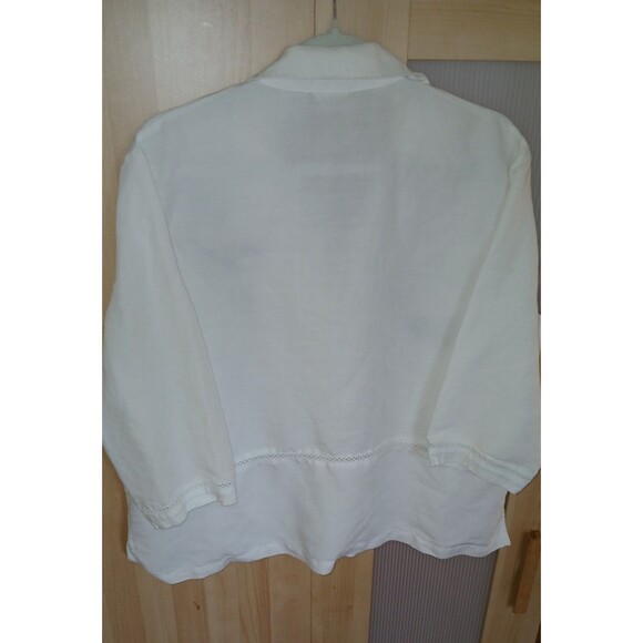 Vtg Koret Women's White Top Sz 16 XL Embroidery Ramie Button-Down Chic Travel - Picture 6 of 9